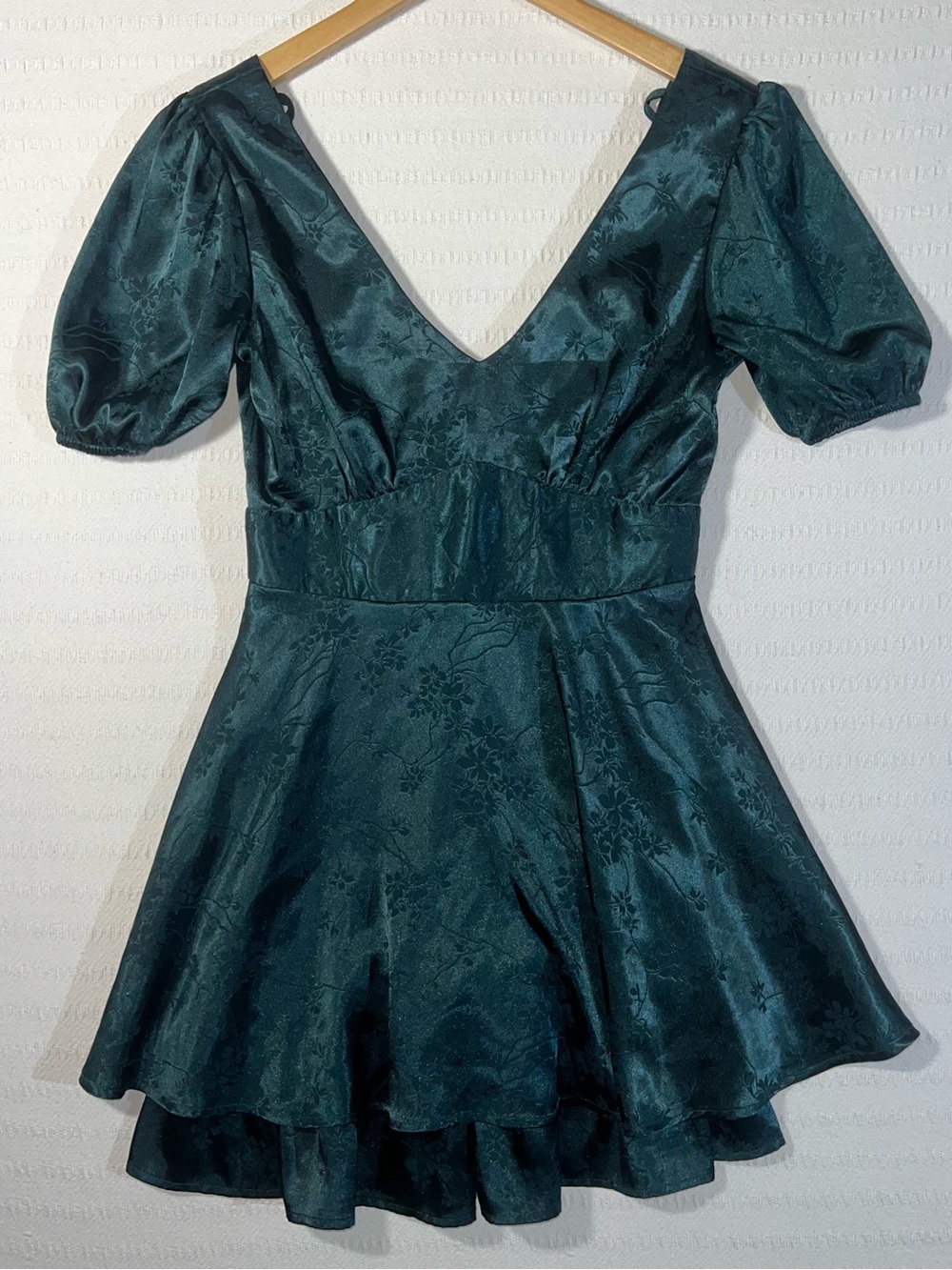 Allison & Kelly Womens Babydoll Puff Sleeve Satin Milkmaid Dress Size S Party